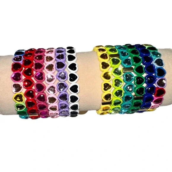 Hot Pink Bezel Heart Stacking Bracelet 💖 - Picture 3 of 4